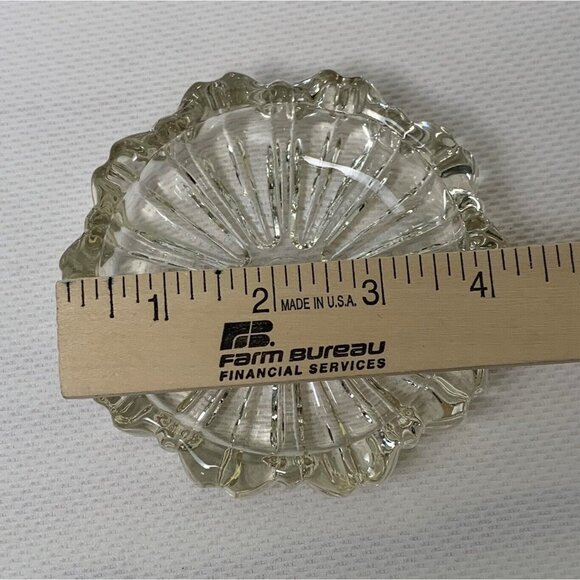 Vintage Clear Glass Ashtray Fluted Design 4.25" Round 5 Notch Mid Century Modern - Picture 11 of 14